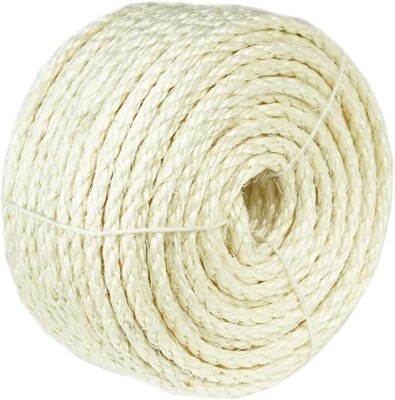 Cat Natural Sisal Rope 65-Feet 1/4 Inch Twine Rope For Cat Scratching Post Tree