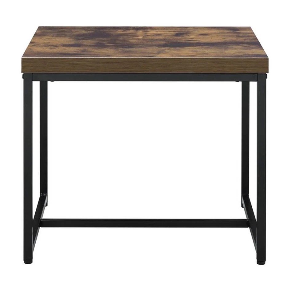 ACME Bob Square Wooden End Table in Weathered Oak and Black - Image 4 of 4