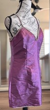 Metallic Magenta Rhinestone Bodycon Mini Dress Y2K Party Clubwear