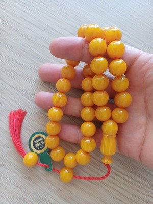 Islamic Prayer German Bakelite Amber Rosary.14x14mm.33 beads.Tasbih, Misbaha