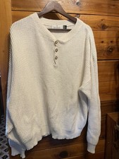 Vintage 90s Bill Blass Made in USA Chunky Knit Cotton Blend Henley Sweater Large