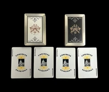 Vintage 606 Congress Playing Cards Deck w/ Jokers Silver Edge King Coat Of Arms