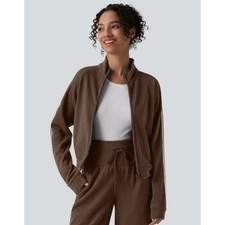 Halara Ribbed Stand Collar Long Sleeve Zipper Color Block Jacket Medium NEW