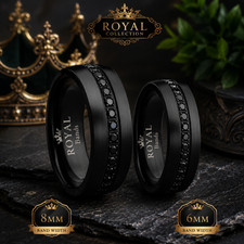 CZ Diamond Black Tungsten Ring, Elegant Wedding Band, Anniversary Gift