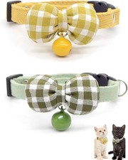 2 Pack Soft Breakaway Safety Cat Collar  Kitten Collar with Bell and Bow