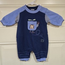 Carters Romper W/ Embroidered Puppy Vintage Colorblock One Piece