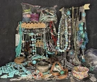 17lb Costume Jewelry Lot Big Chunky Statement Necklace Bracelets Turquoise Coral