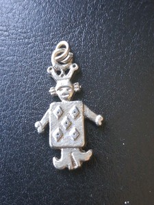 Pendentif Pantin Articulé Plaqué Or - Costume Damier - Bijou à Suspendre