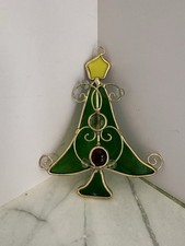 VTG Stained glass Decorated Xmas Tree suncatcher Cottagecore Bohemian 19