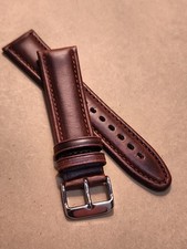 NOS Hadley Roma 22R Brown Padded Stitched Oil Tan Leather Watch Band Inox Buckle