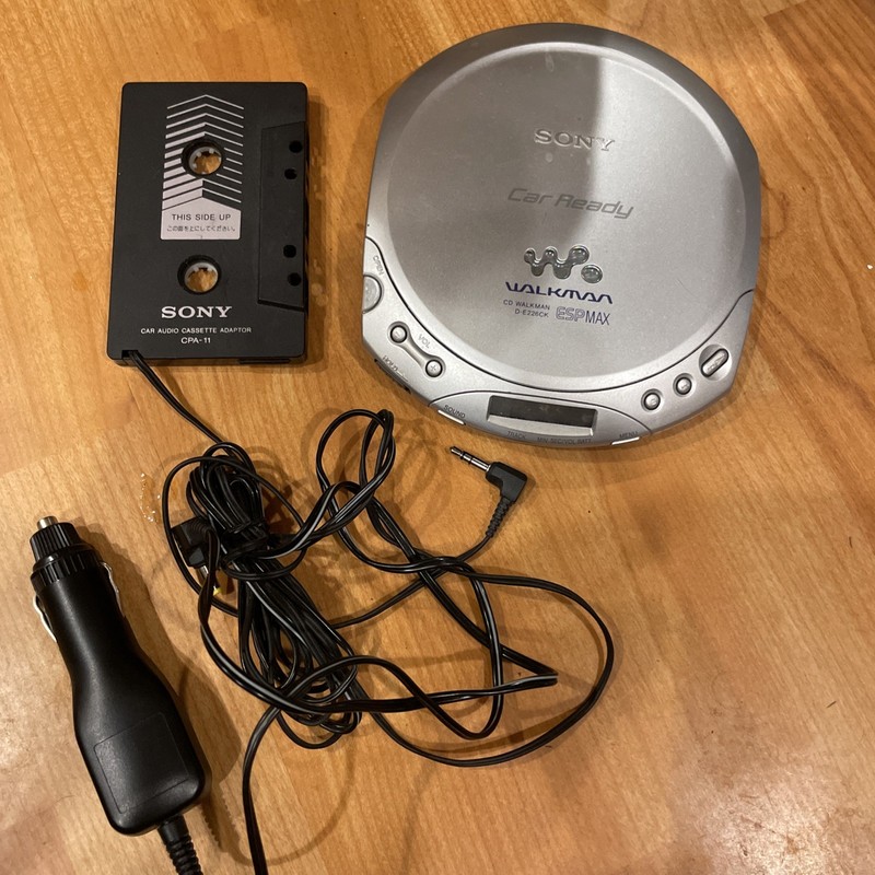 Sony Walkman CD Player D-E225 ESPMAX with Sony  Tape adapter And Car Charger