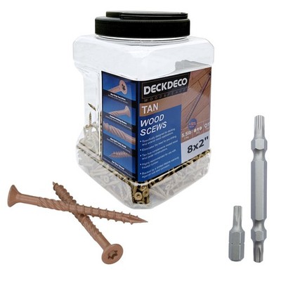732 PCS 8x2 Inch Wood Screws Tan Ruspert Coating, Torx Star Drive Flat Bit Box