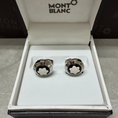 Montblanc Round Cufflinks  Stainless Steel with Black/White Stars