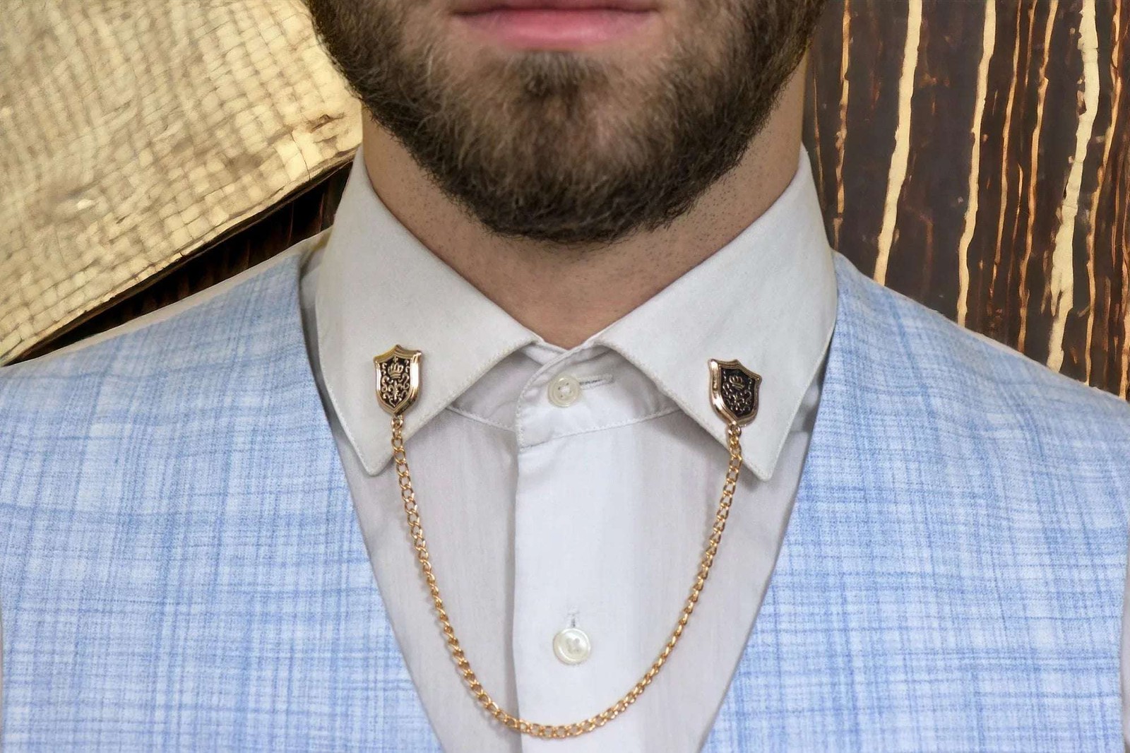 Bijou chic en acier doré F : broche épingle mariage témoin de qualité supérieure