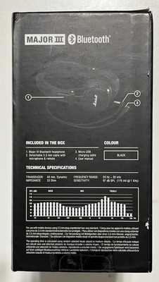Marshall Major III Bluetooth Wireless On-ear Headphones Black for