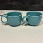 Homer Laughlin Fiesta Ware Turquoise Retired Jumbo Mug Cup Set of 2 USA Made