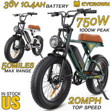 Cycrown Run Vintage 750W Electric Bike 36V10.4AH Moped Ebike 20MPH 50Miles Range