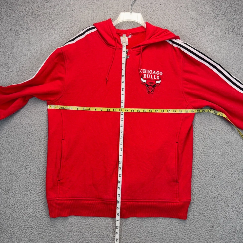 Adidas Chicago Bulls Sudadera con Capucha Para Hombres 2XL Roja Cremallera Completa Logotipo del Trifolio Retro De Colección NBA Foto 3 de 4