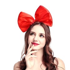Christmas Red Huge Satin Hair Bow Headband Oversized Birthday Party Costume