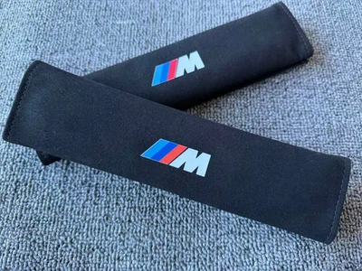 Genuine 2pcs Alcantara Black Sport Slim Comfort Seat Belt Pad - Image 1 of 4