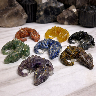Kleiner Drache Kristall Stein klar Harz Figuren Heilung Energie Meditation Geschenk