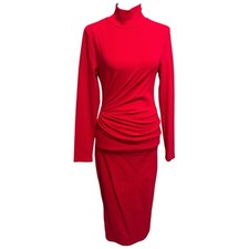 Elegant Red Bodycon Dress Fashion Nova Sz XL Mock Neck Midi