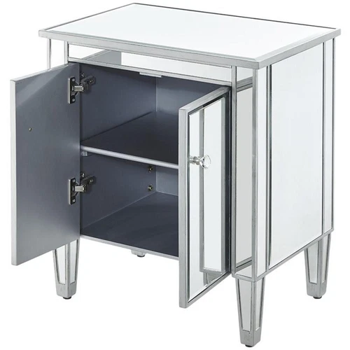 Elegant Decor Reflexion 2 Doors 24" Mirrored Accent Cabinet in Antique Silver - Picture 3 of 11