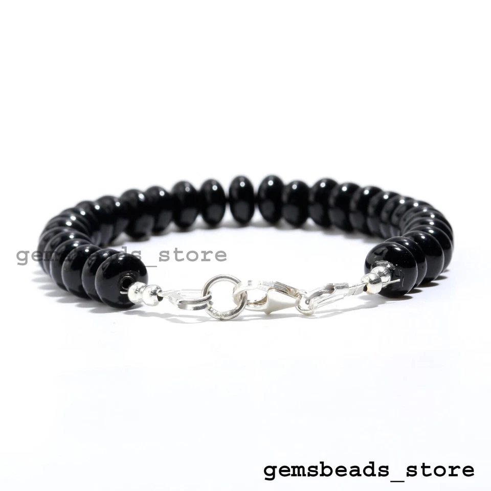 Bracciale con perline Rondelle in argento sterling 925 con quarzo spinello... - Immagine 3 di 4