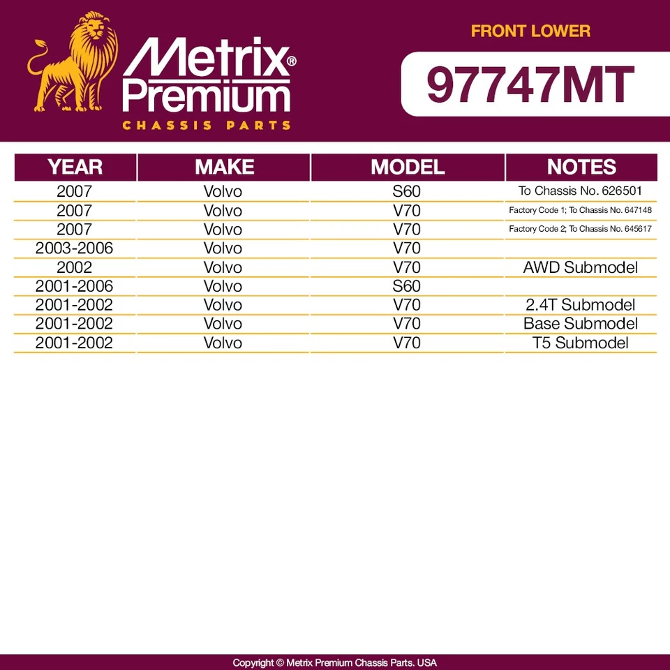 Brazo de control inferior delantero y kit de rótula inferior delantera para Volvo S60 2001-2007 Foto 2 de 4