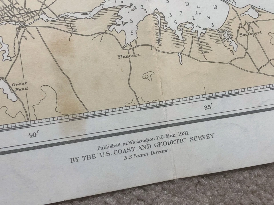 Mapa náutico antiguo de colección 1931 USC&GC Long Island Sound parte oriental Foto 3 de 4