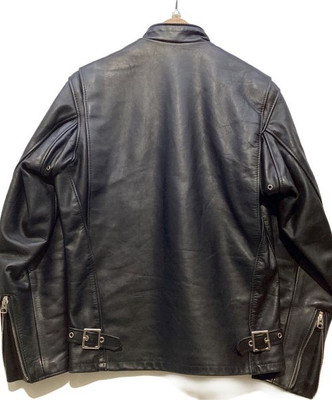 Schott 641 Steerhide Black Leather Single Rider Jacket with Snap