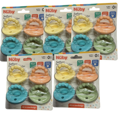 5 Pack Nuby Softees Baby Pacifier Teether Silicone BPA Free 0M+ New
