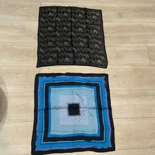 Vintage Ellen Tracy 100 Silk Scarf black 22x21 one scarf for gift  