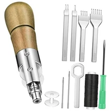 10 Pieces Sewing Awl Kit Leather Stitcher Kit Speedy Sewing Awl 1/2/4/6 