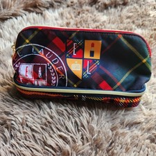   Est e Lauder Holiday 2023 Tartan Plaid Train Case Makeup Bag Double Decker NWOT
