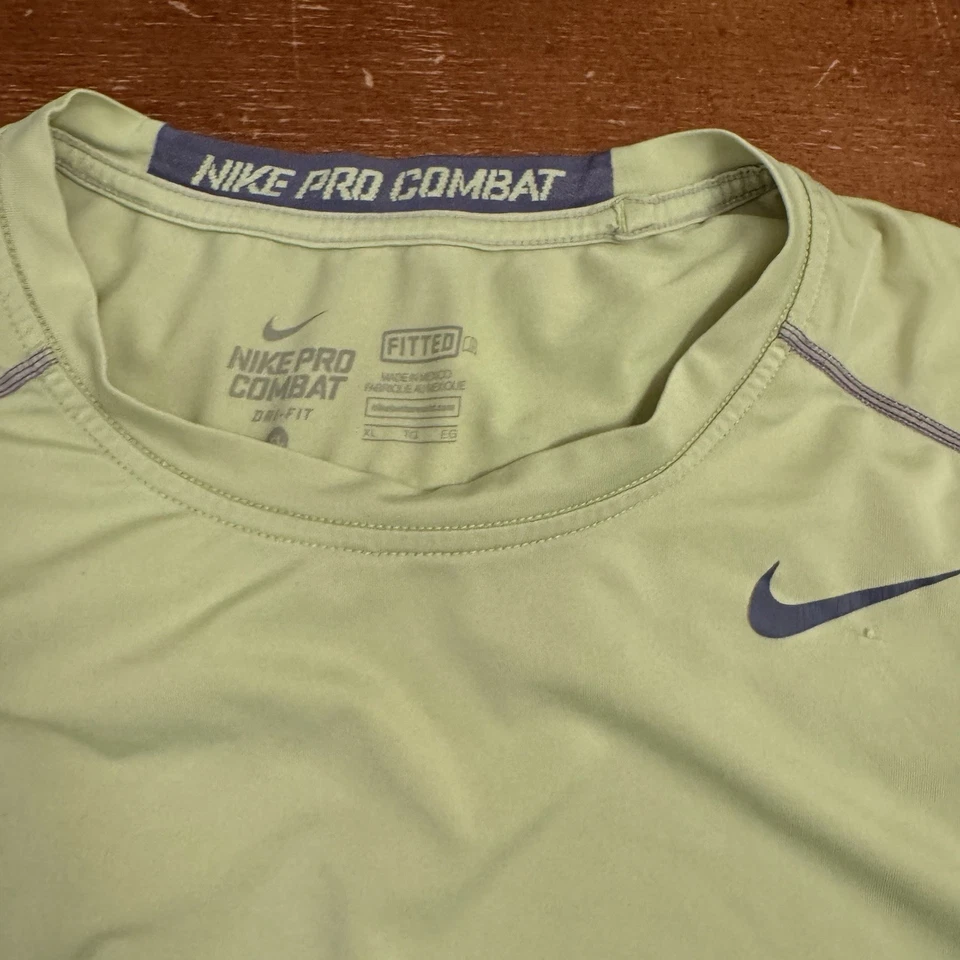Camisa Nike Para Hombre Extra Grande Verde Ajustada Dri Fit Manga Corta Pro Combat Active Foto 3 de 4
