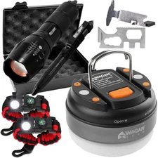 Deco Gear Tactical Gift Set - Pen, Flashlight, Survival Bracelets, Dome Light