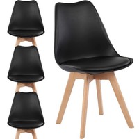 Set 4Er Design Stuhl Mit Kissen Schwarz – Esszimmerstuhl Mit Holzbeinen Dsw