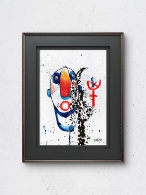 Original Tusche Portrait Gemälde A4 Mixed Media Neo-Expressionismus signiert COA #37 - Bild 1 von 4