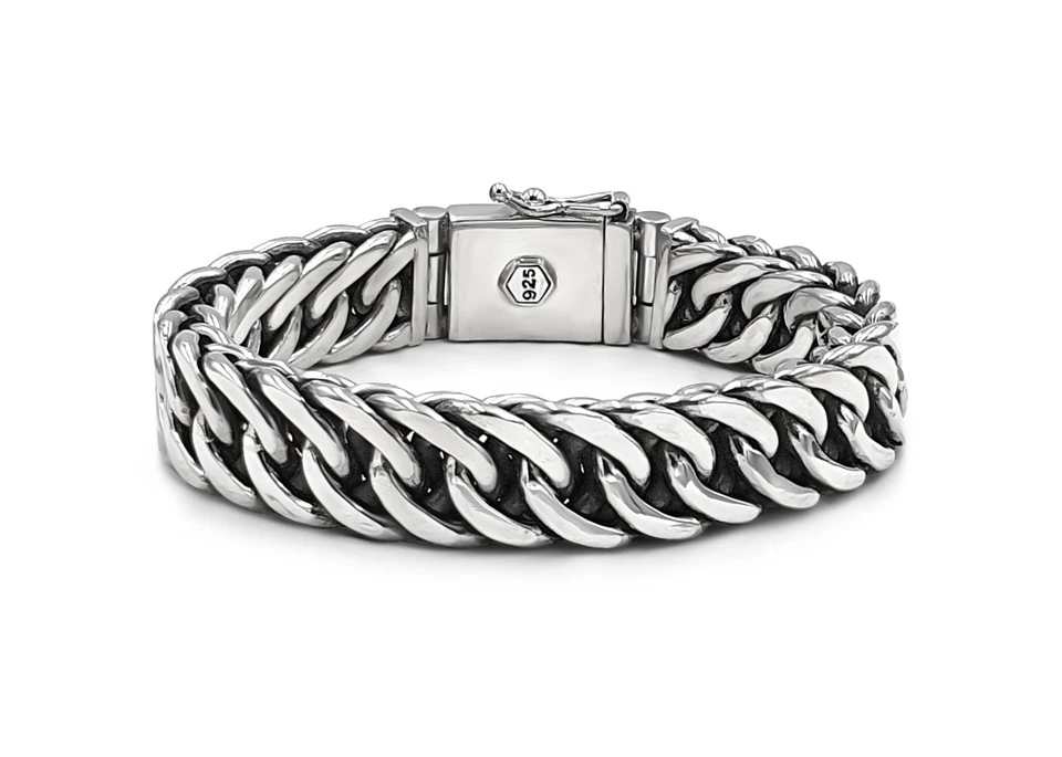 BESA Argento Bracciale 925er " Arthur " 15mm Larghezza Buddha Catena Vichinghi - Immagine 2 di 4