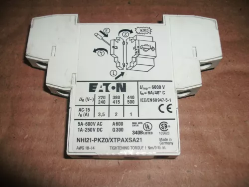 EATON MOELLER NHI21-PKZ0 AUXILIARY CONTACT 072984 2NO 1NC XTPAXSA21 - 11 AVAIL