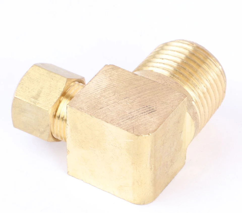 Brass Fairview 90° Elbow Tube Fitting, 3/8" Tube OD x 1/2" Male NPT - Image 2 of 3
