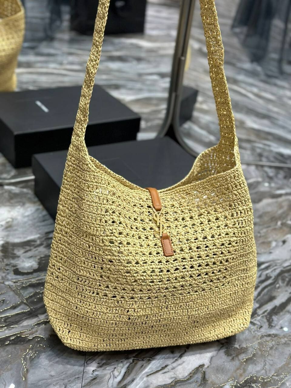 Saint Laurent Hobo Raffia Borsa a tracolla