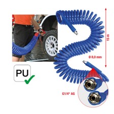 KS Tools PU-Druckluft-Spiralschlauch, Ø 8mm, elastischer, knickfester schlauch