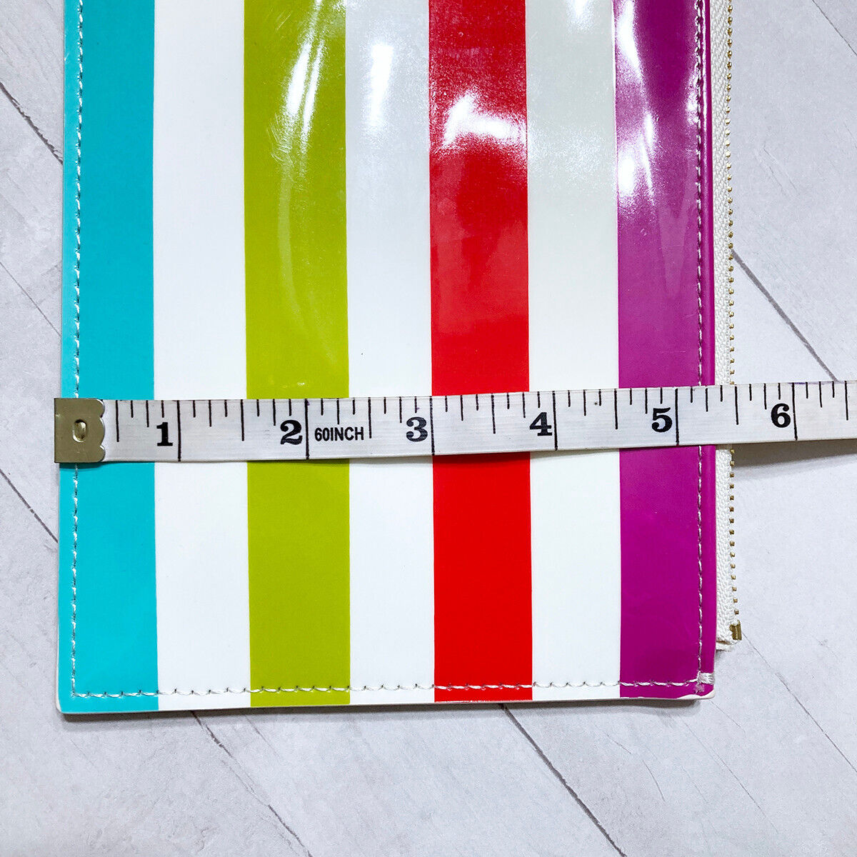Buy the Kate Spade Candy Stripe Pencil Pouch Case Zipper Travel