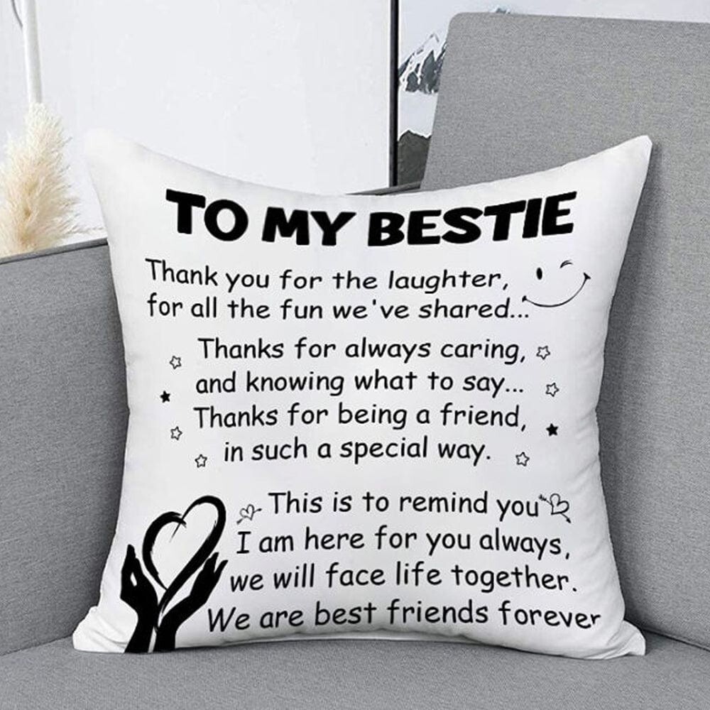 TO MY BESTIE Decorative Throw Pillowcase White Black 17.25 x 17.25 NEW