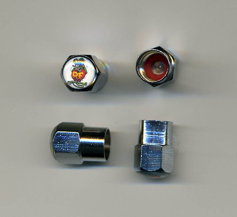 Rat Fink 4 Chrome Plated Brass Tire Valve Caps Car Bike Golf Carts Rat