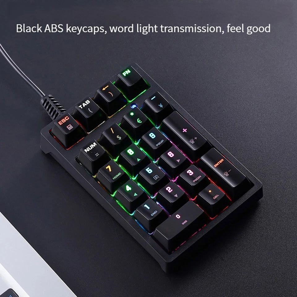 Mini USB Numerische Mechanische Tastatur RGB Backlight 21 Tasten Numpad Tastatur - Bild 4 von 4