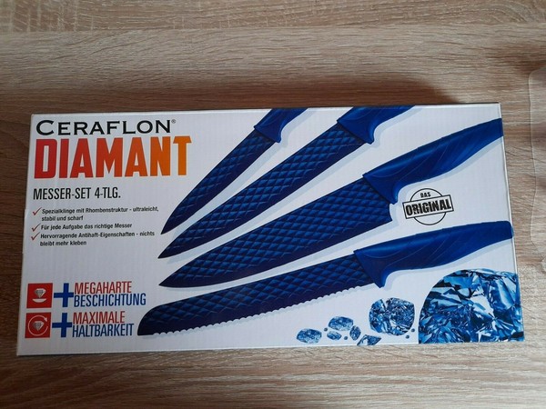 4Tlg Messer - Ceraflon Diamant - KüChenmesser Kochmesser Messerset Brotmesser-image