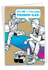 1 Funny Birthday Greeting Card - Bday Prison Gay - Includes Envelope, USA-Made
